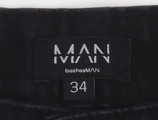 boohooMAN Men's Black Denim Jeans Size 34