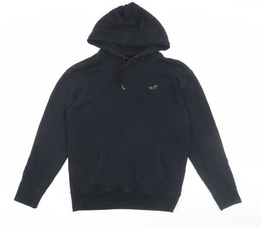 Hollister Men's Black Pullover Hoodie, Size S, Logo Accent