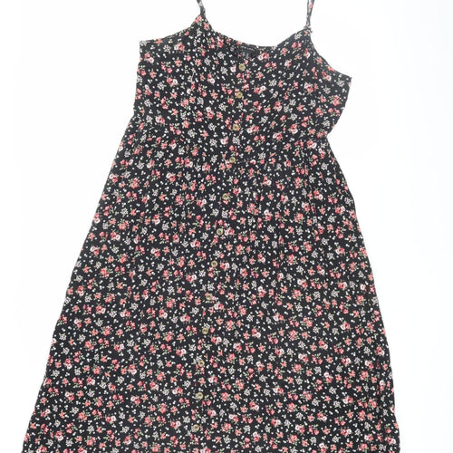 New Look Women's Black Floral Knee Length Sundress Size 14