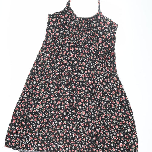 New Look Women's Black Floral Knee Length Sundress Size 14