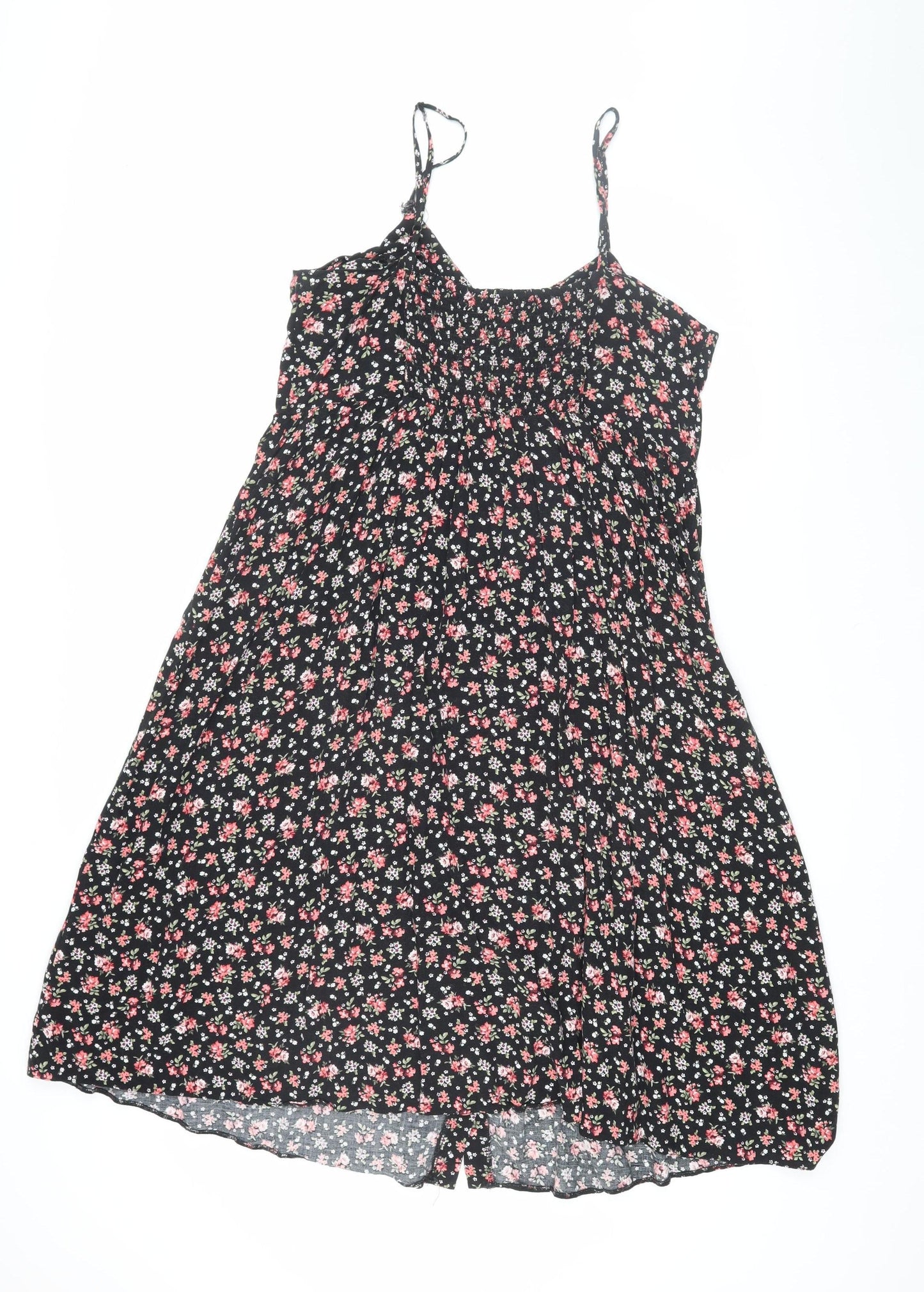 New Look Women's Black Floral Knee Length Sundress Size 14