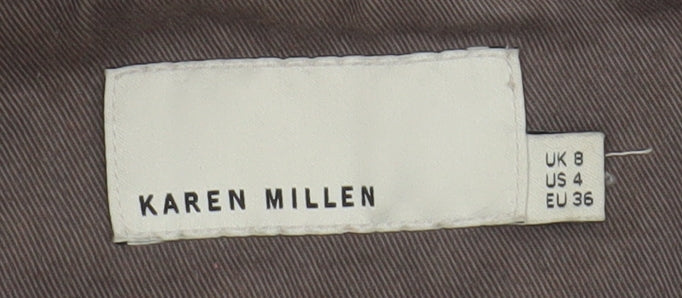 Karen Millen Grey Women's Parka Coat, Size 8, Fur Trimmed