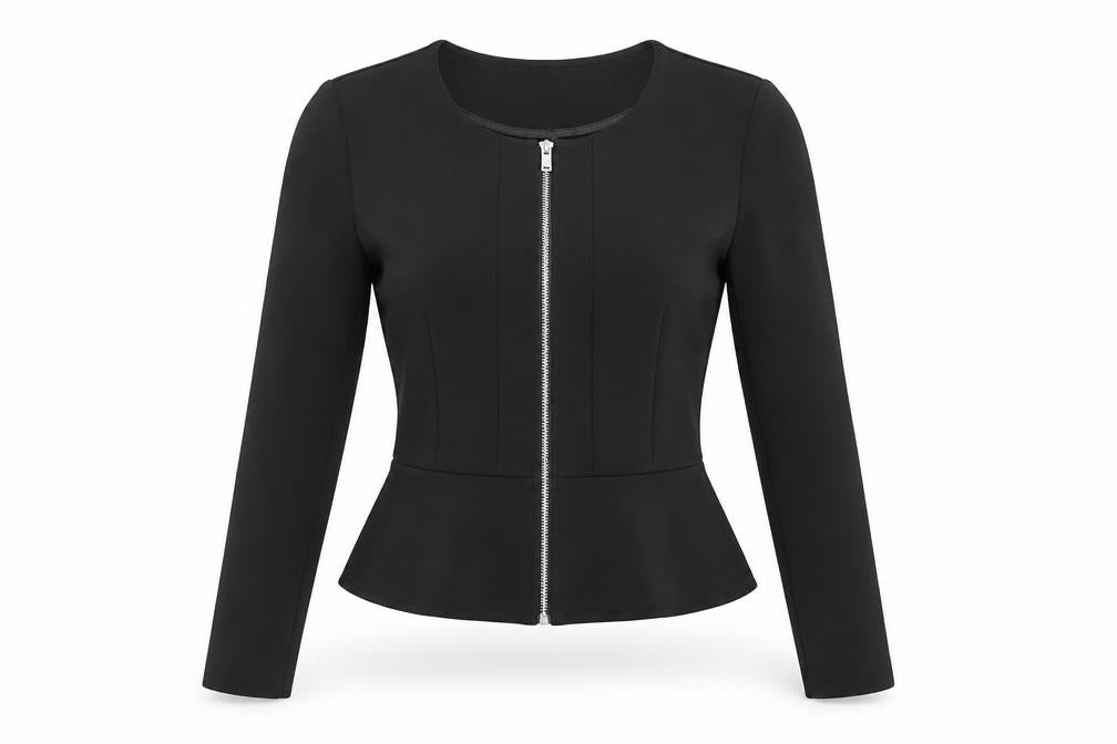 Front view of H&M Women's Black Basic Blouse, size 6, Regular