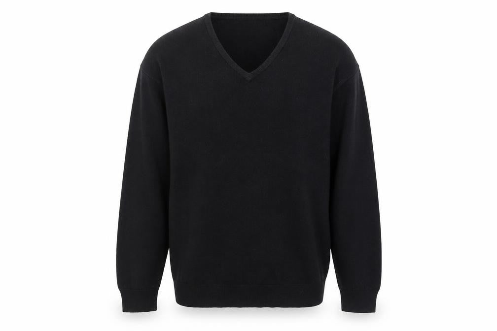 Front view of Greenwoods Men's Black XL V-Neck jumper