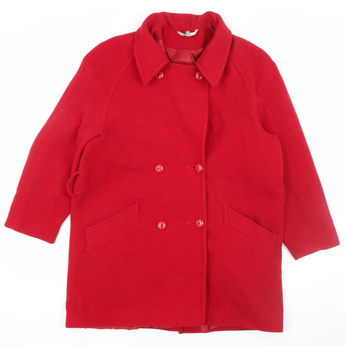 Debenhams Women's Red Wool Cashmere Pea Coat, Size 12