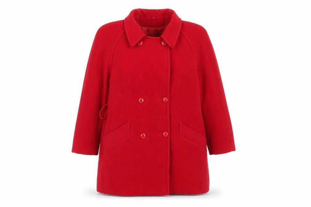 Front view of Debenhams Women's Red Wool Cashmere Pea Coat, size 12