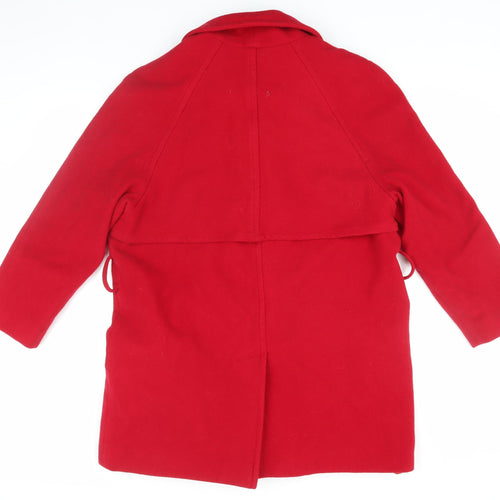 Debenhams Women's Red Wool Cashmere Pea Coat, Size 12