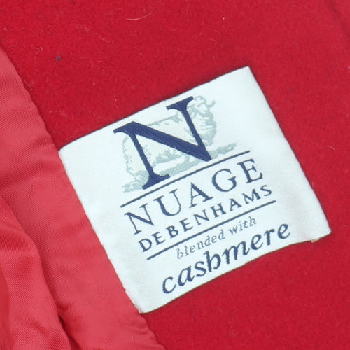 Debenhams Women's Red Wool Cashmere Pea Coat, Size 12