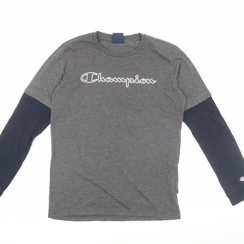 Champion Boys Grey Long Sleeve T-Shirt XL Pullover Style