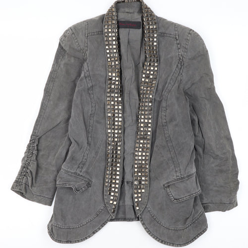 Miss Selfridge Grey Studded Women's Blazer Jacket Size 8