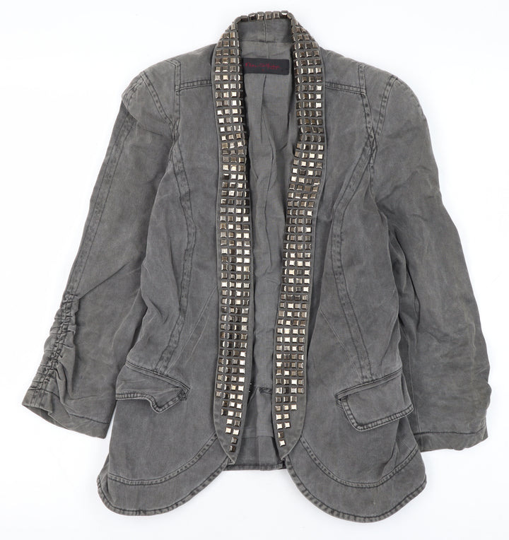 Miss Selfridge Grey Studded Women's Blazer Jacket Size 8