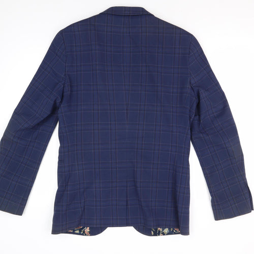 Next Men's Blue Plaid Blazer 38R Regular Fit