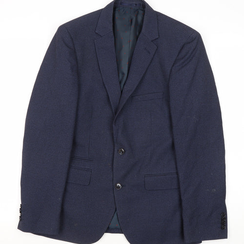 Burton Menswear Men's Blue Slim Fit Check Blazer 38S