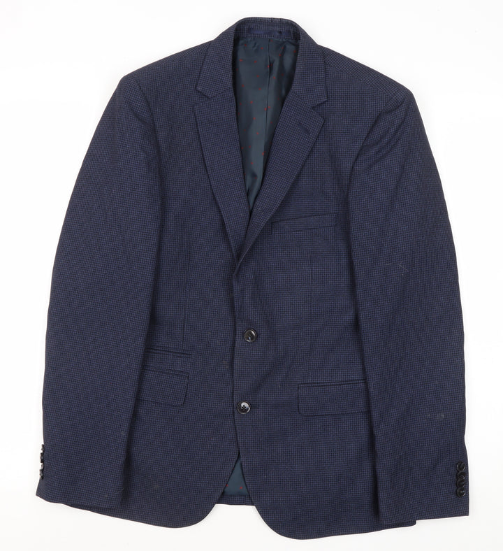 Burton Menswear Men's Blue Slim Fit Check Blazer 38S