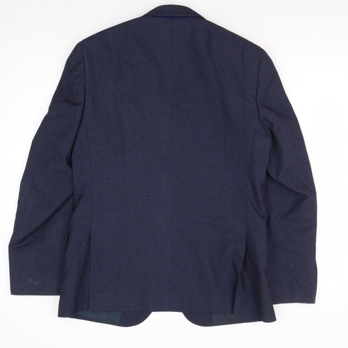 Burton Menswear Men's Blue Slim Fit Check Blazer 38S