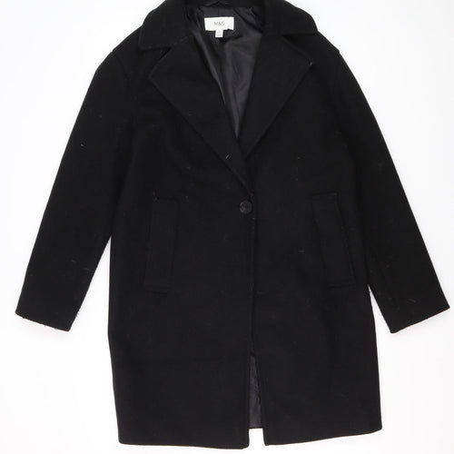 Marks and Spencer Women's Black Overcoat Size 8 - Classic Style