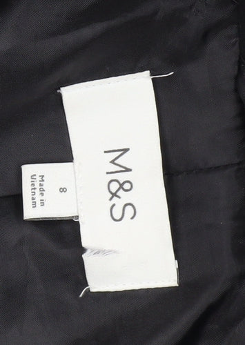 Marks and Spencer Women's Black Overcoat Size 8 - Classic Style