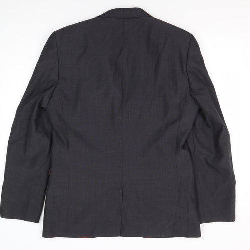 Next Men's Black Blazer 40 Regular Two-Button Wool