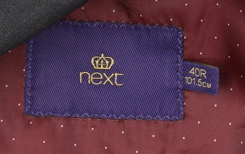 Next Men's Black Blazer 40 Regular Two-Button Wool