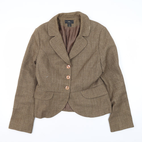 H&M Women's Brown Tweed Blazer, Size 12, Business Style