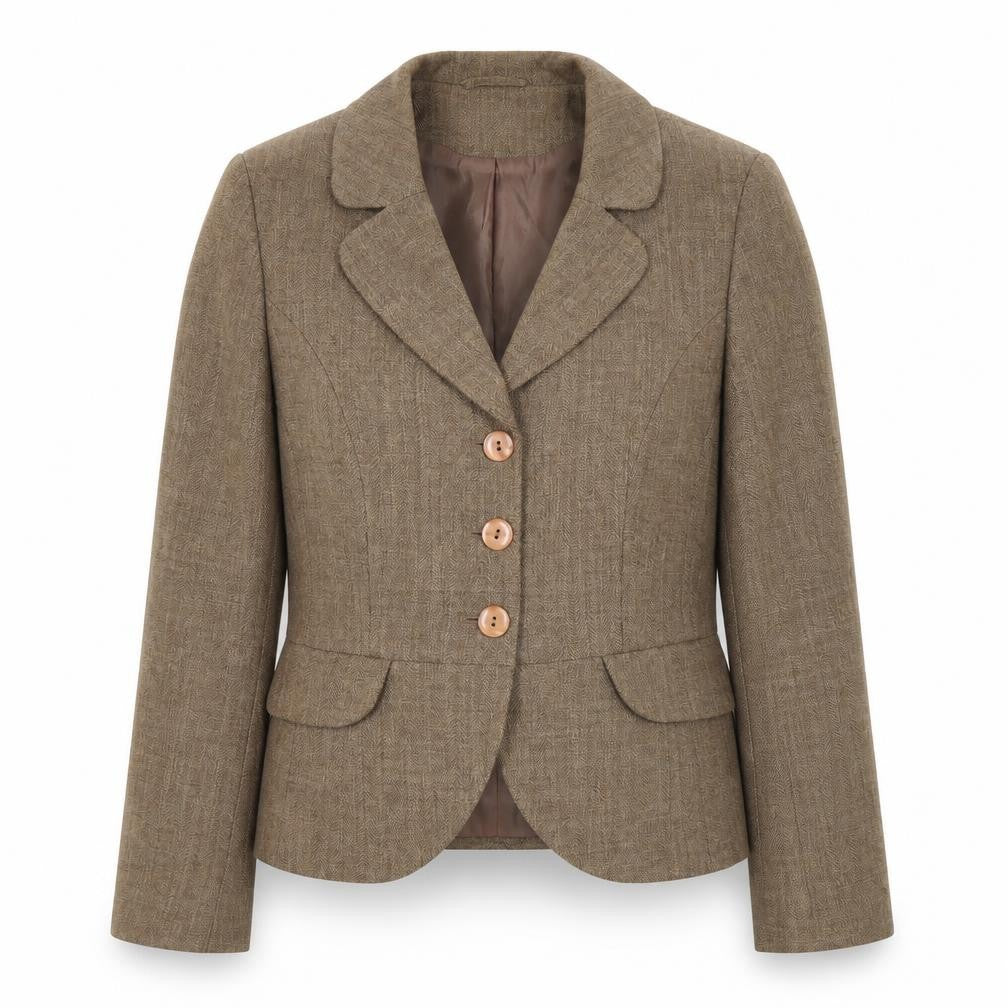 H&M Women's Brown Tweed Blazer, Size 12, Business Style