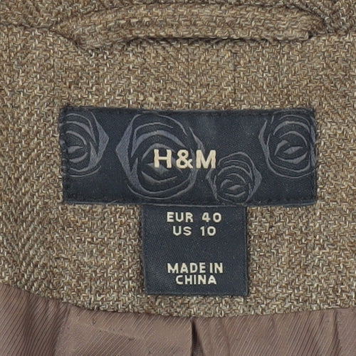 H&M Women's Brown Tweed Blazer, Size 12, Business Style