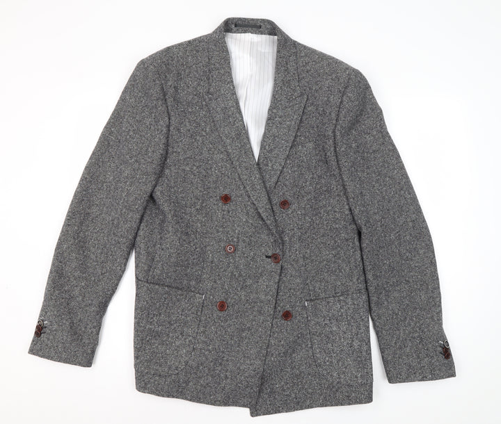 River Island Men's Grey Double-Breasted Blazer L