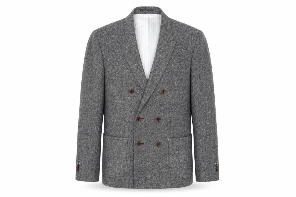 Front view of River Island Men's Grey Double-Breasted Blazer L