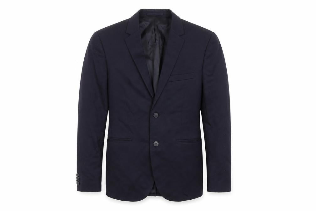 Front view of H&M Men's Black Slim Blazer, size 38R