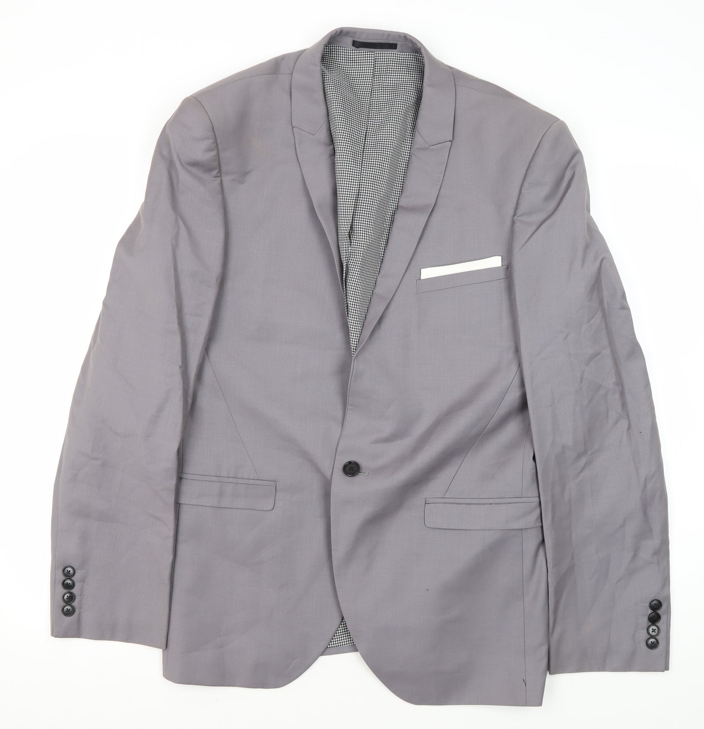Next Men's Grey Blazer Size 40R Regular Fit