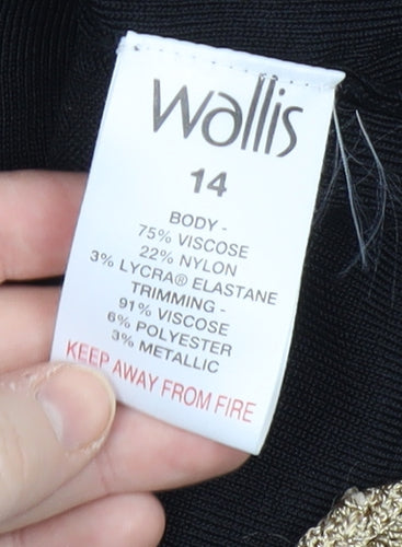Wallis Women's Black V-Neck Cardigan Size 14