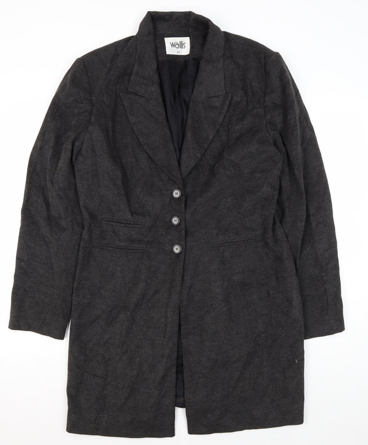 Wallis Women's Black Long Coat Size 12 Business Formal