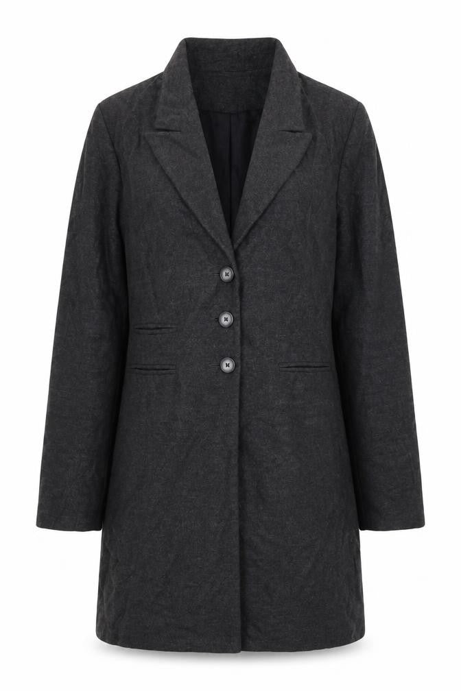 Front view of Wallis Women's Black Long Coat, size 12, Business Formal