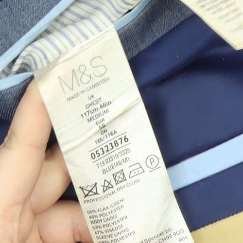 Marks and Spencer Men's Blue Blazer, 46 Regular Fit