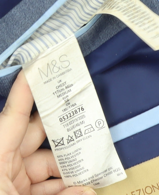 Marks and Spencer Men's Blue Blazer, 46 Regular Fit