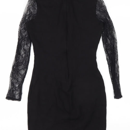 Zara Women's Black Bodycon Lace Sleeve Dress Size 8