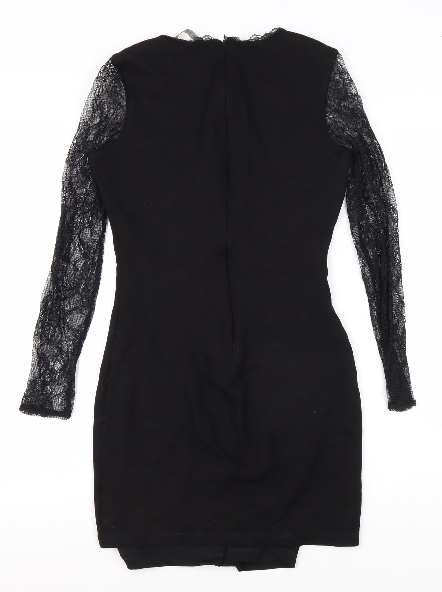Zara Women's Black Bodycon Lace Sleeve Dress Size 8