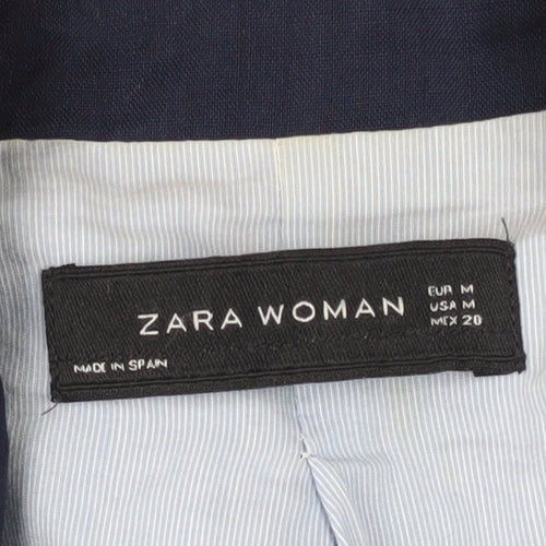 Zara Woman Blue Wool Blazer, Women's M, Classic Fit
