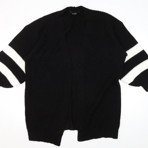 LTS Women's Black Cardigan, Size 8, Striped Balloon Sleeve