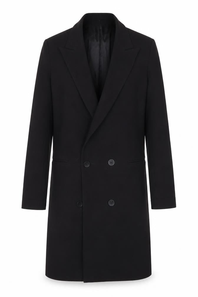 Front view of ASOS Women's Black Long Overcoat, size 8