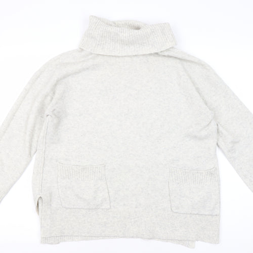 White Stuff Women's Grey Roll Neck Jumper, Size 12