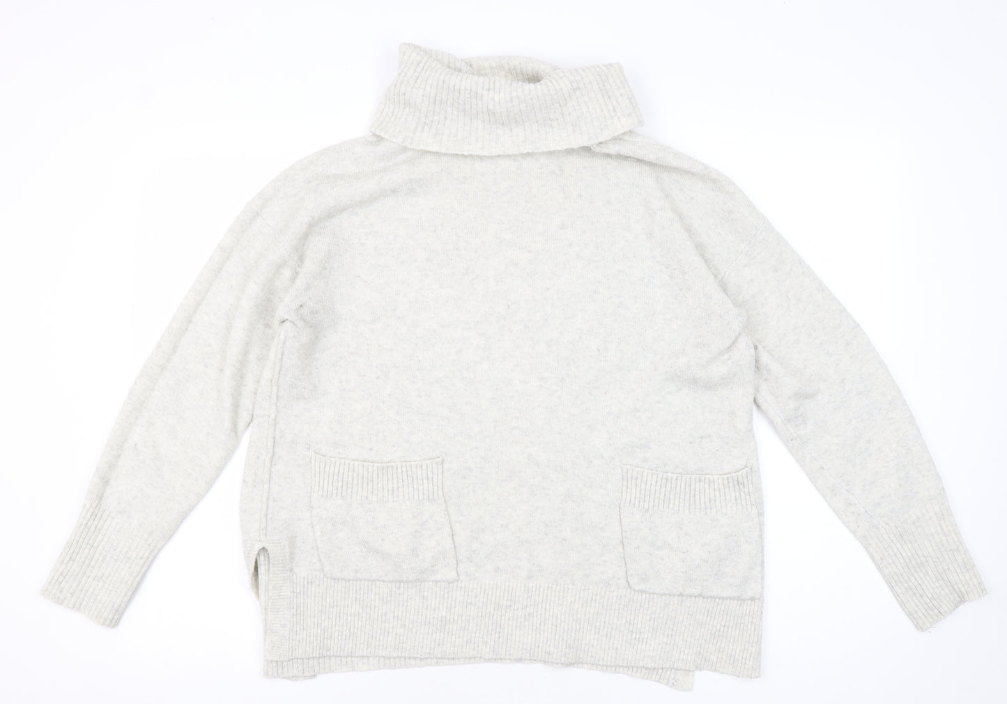 White Stuff Women's Grey Roll Neck Jumper, Size 12