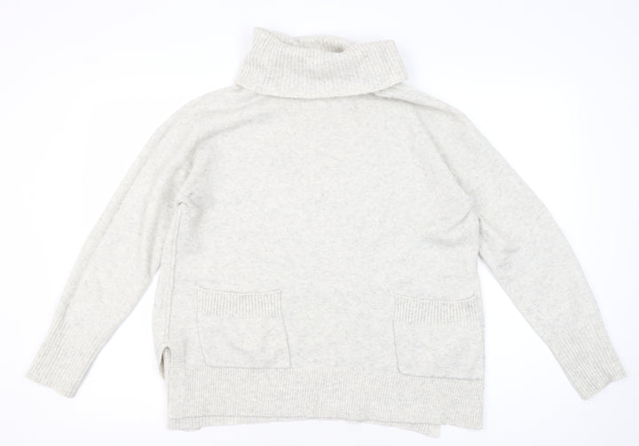 White Stuff Women's Grey Roll Neck Jumper, Size 12