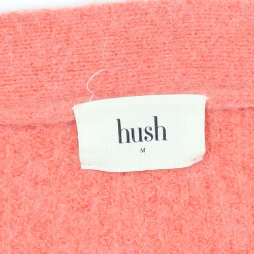 Hush Women's Pink V-Neck Cardigan, Size M, Casual Knit