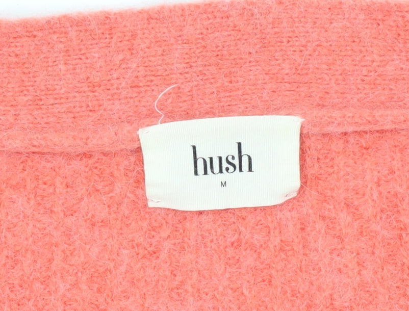 Hush Women's Pink V-Neck Cardigan, Size M, Casual Knit