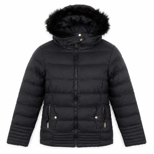 Brave Soul Women's Black Puffer Jacket Size 8 Winter Fur Trim