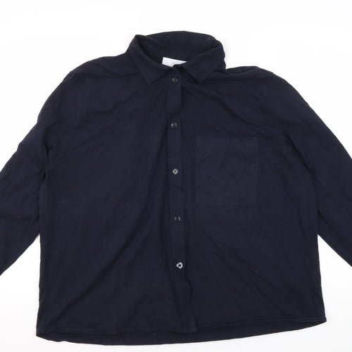 The White Company Women's Black Button-Up Shirt Size 16