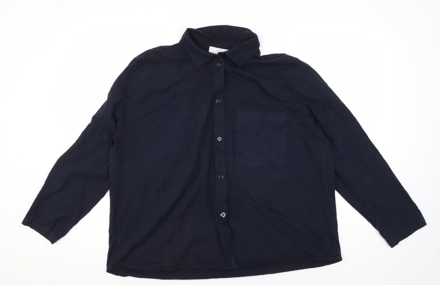 The White Company Women's Black Button-Up Shirt Size 16