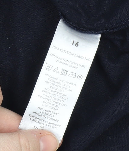 The White Company Women's Black Button-Up Shirt Size 16