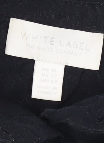 The White Company Women's Black Button-Up Shirt Size 16
